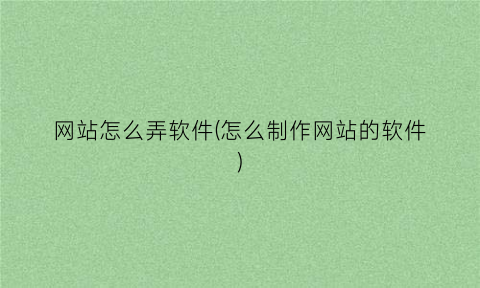 网站怎么弄软件(怎么制作网站的软件)
