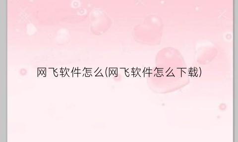 “网飞软件怎么(网飞软件怎么下载)