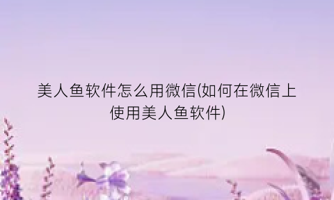 美人鱼软件怎么用微信(如何在微信上使用美人鱼软件)