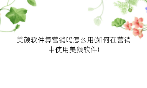 “美颜软件算营销吗怎么用(如何在营销中使用美颜软件)