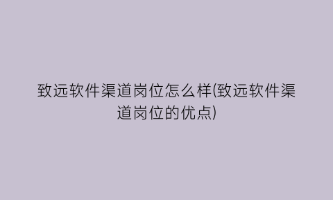 致远软件渠道岗位怎么样(致远软件渠道岗位的优点)