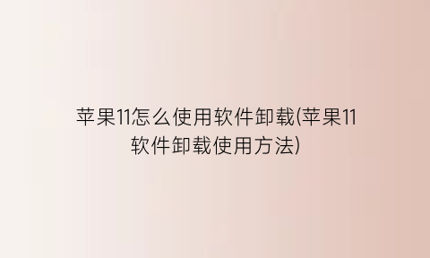 “苹果11怎么使用软件卸载(苹果11软件卸载使用方法)