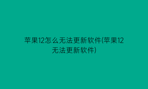 苹果12怎么无法更新软件(苹果12无法更新软件)