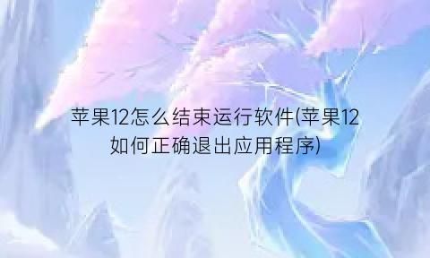 苹果12怎么结束运行软件(苹果12如何正确退出应用程序)
