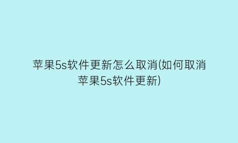 “苹果5s软件更新怎么取消(如何取消苹果5s软件更新)