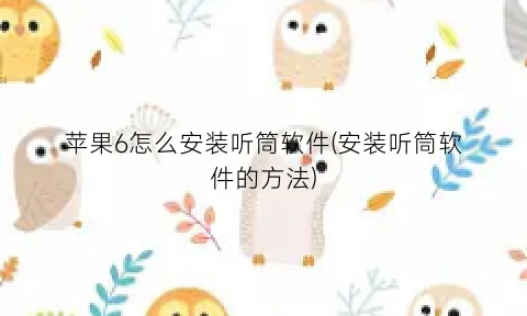 苹果6怎么安装听筒软件(安装听筒软件的方法)
