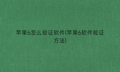 “苹果6怎么验证软件(苹果6软件验证方法)