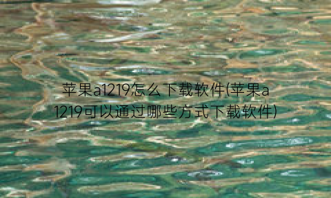 “苹果a1219怎么下载软件(苹果a1219可以通过哪些方式下载软件)