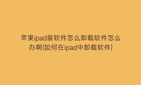 苹果ipad装软件怎么卸载软件怎么办啊(如何在ipad中卸载软件)