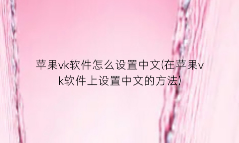 “苹果vk软件怎么设置中文(在苹果vk软件上设置中文的方法)