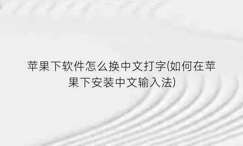 苹果下软件怎么换中文打字(如何在苹果下安装中文输入法)