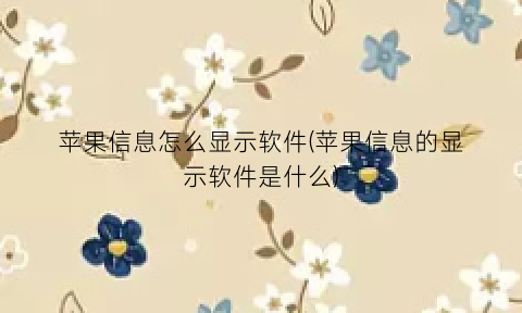苹果信息怎么显示软件(苹果信息的显示软件是什么)