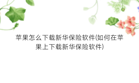 苹果怎么下载新华保险软件(如何在苹果上下载新华保险软件)