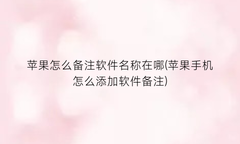 苹果怎么备注软件名称在哪(苹果手机怎么添加软件备注)