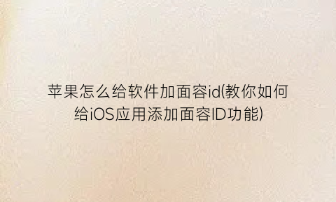 苹果怎么给软件加面容id(教你如何给iOS应用添加面容ID功能)