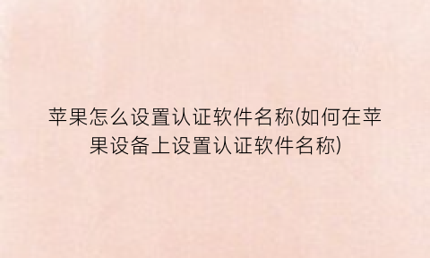 “苹果怎么设置认证软件名称(如何在苹果设备上设置认证软件名称)