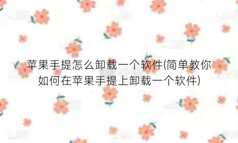 苹果手提怎么卸载一个软件(简单教你如何在苹果手提上卸载一个软件)