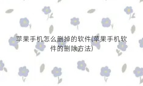 “苹果手机怎么删掉的软件(苹果手机软件的删除方法)