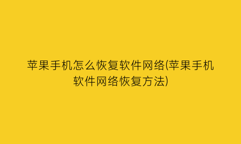 “苹果手机怎么恢复软件网络(苹果手机软件网络恢复方法)