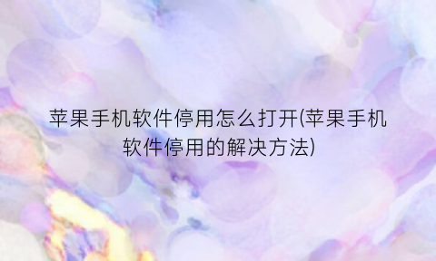 苹果手机软件停用怎么打开(苹果手机软件停用的解决方法)