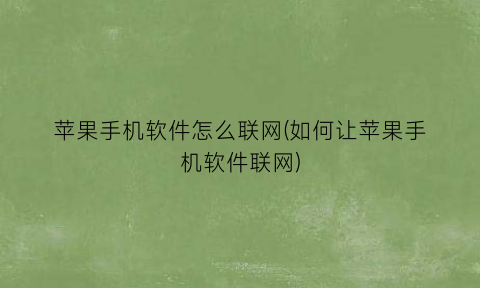 苹果手机软件怎么联网(如何让苹果手机软件联网)