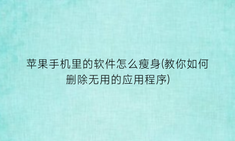 苹果手机里的软件怎么瘦身(教你如何删除无用的应用程序)