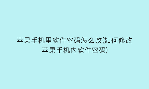 苹果手机里软件密码怎么改(如何修改苹果手机内软件密码)