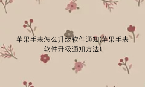 苹果手表怎么升级软件通知(苹果手表软件升级通知方法)