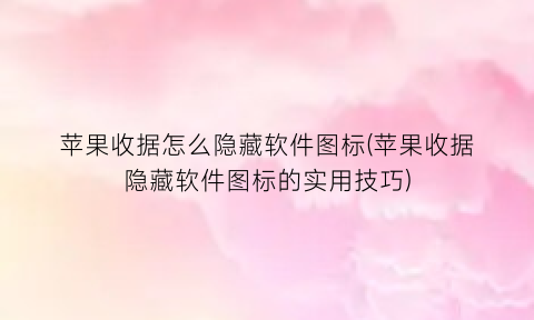 苹果收据怎么隐藏软件图标(苹果收据隐藏软件图标的实用技巧)