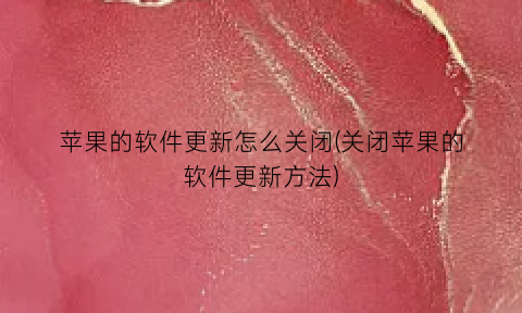 “苹果的软件更新怎么关闭(关闭苹果的软件更新方法)