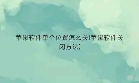 “苹果软件单个位置怎么关(苹果软件关闭方法)