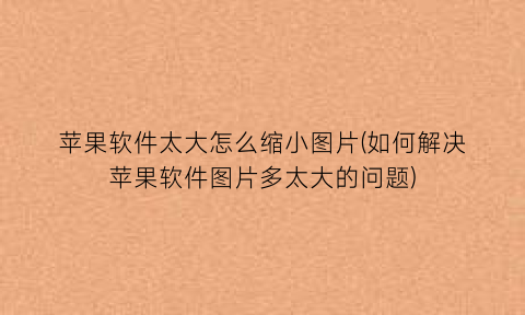 苹果软件太大怎么缩小图片(如何解决苹果软件图片多太大的问题)