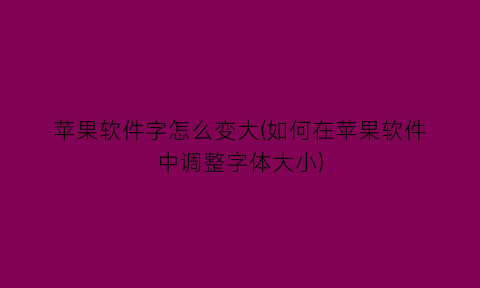 苹果软件字怎么变大(如何在苹果软件中调整字体大小)