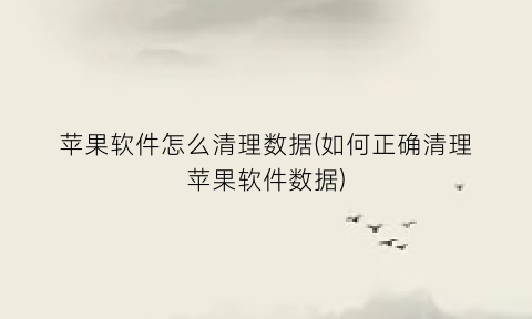 苹果软件怎么清理数据(如何正确清理苹果软件数据)