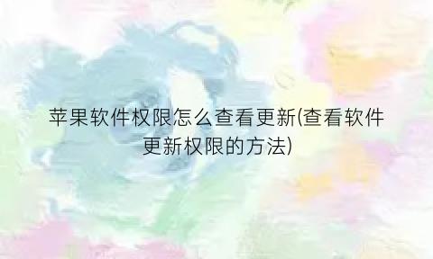 “苹果软件权限怎么查看更新(查看软件更新权限的方法)