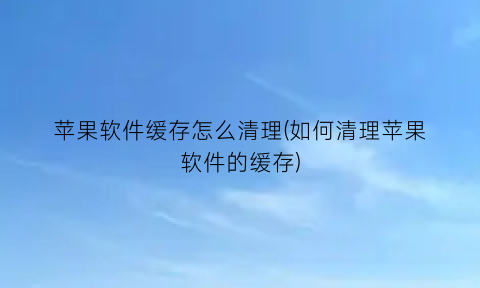 苹果软件缓存怎么清理(如何清理苹果软件的缓存)