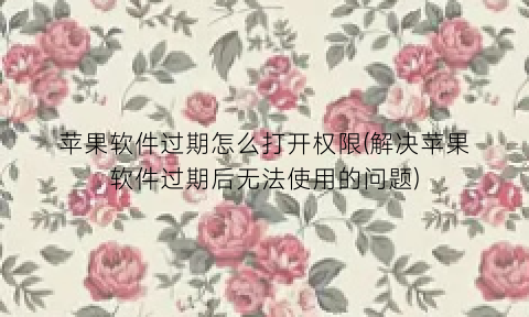“苹果软件过期怎么打开权限(解决苹果软件过期后无法使用的问题)