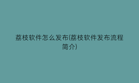 荔枝软件怎么发布(荔枝软件发布流程简介)