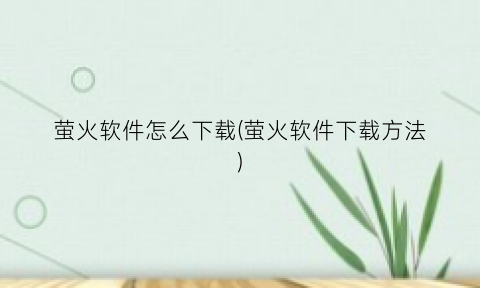 “萤火软件怎么下载(萤火软件下载方法)