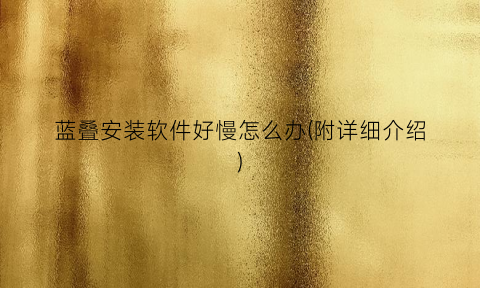 蓝叠安装软件好慢怎么办(附详细介绍)