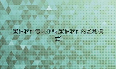 “蜜柚软件怎么挣钱(蜜柚软件的盈利模式)