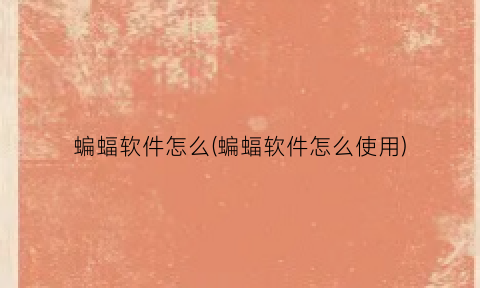 “蝙蝠软件怎么(蝙蝠软件怎么使用)