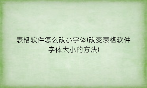 “表格软件怎么改小字体(改变表格软件字体大小的方法)