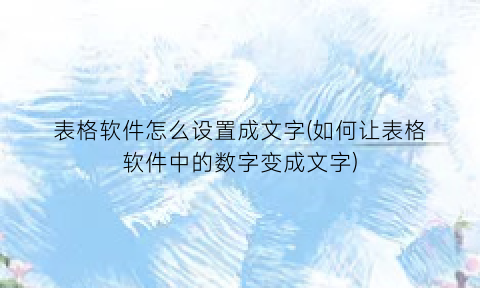 表格软件怎么设置成文字(如何让表格软件中的数字变成文字)