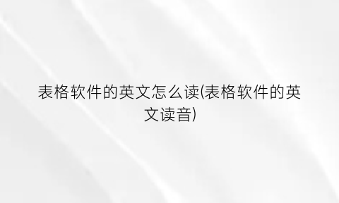 表格软件的英文怎么读(表格软件的英文读音)