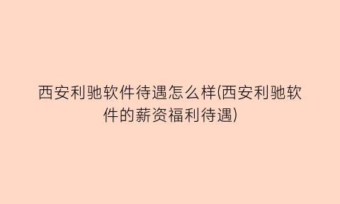 “西安利驰软件待遇怎么样(西安利驰软件的薪资福利待遇)