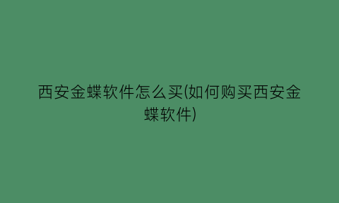 西安金蝶软件怎么买(如何购买西安金蝶软件)