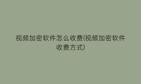 视频加密软件怎么收费(视频加密软件收费方式)