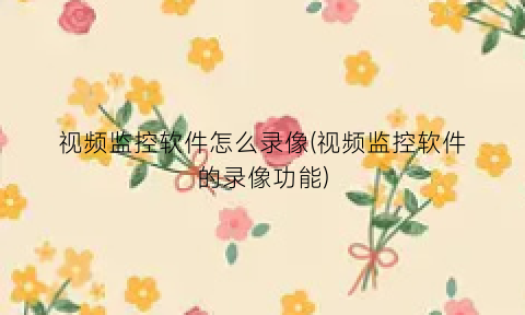 视频监控软件怎么录像(视频监控软件的录像功能)