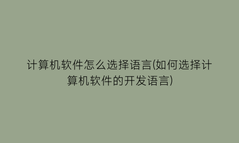 计算机软件怎么选择语言(如何选择计算机软件的开发语言)